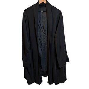 EILEEN FISHER Black Tencel Cashmere Long Coat Large L Bemberg Lined Duster